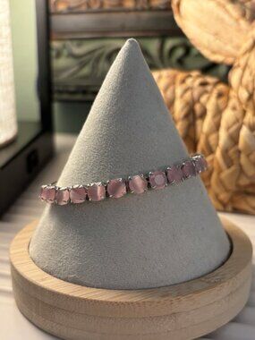 Light Pink gems rhodium plated bracelet